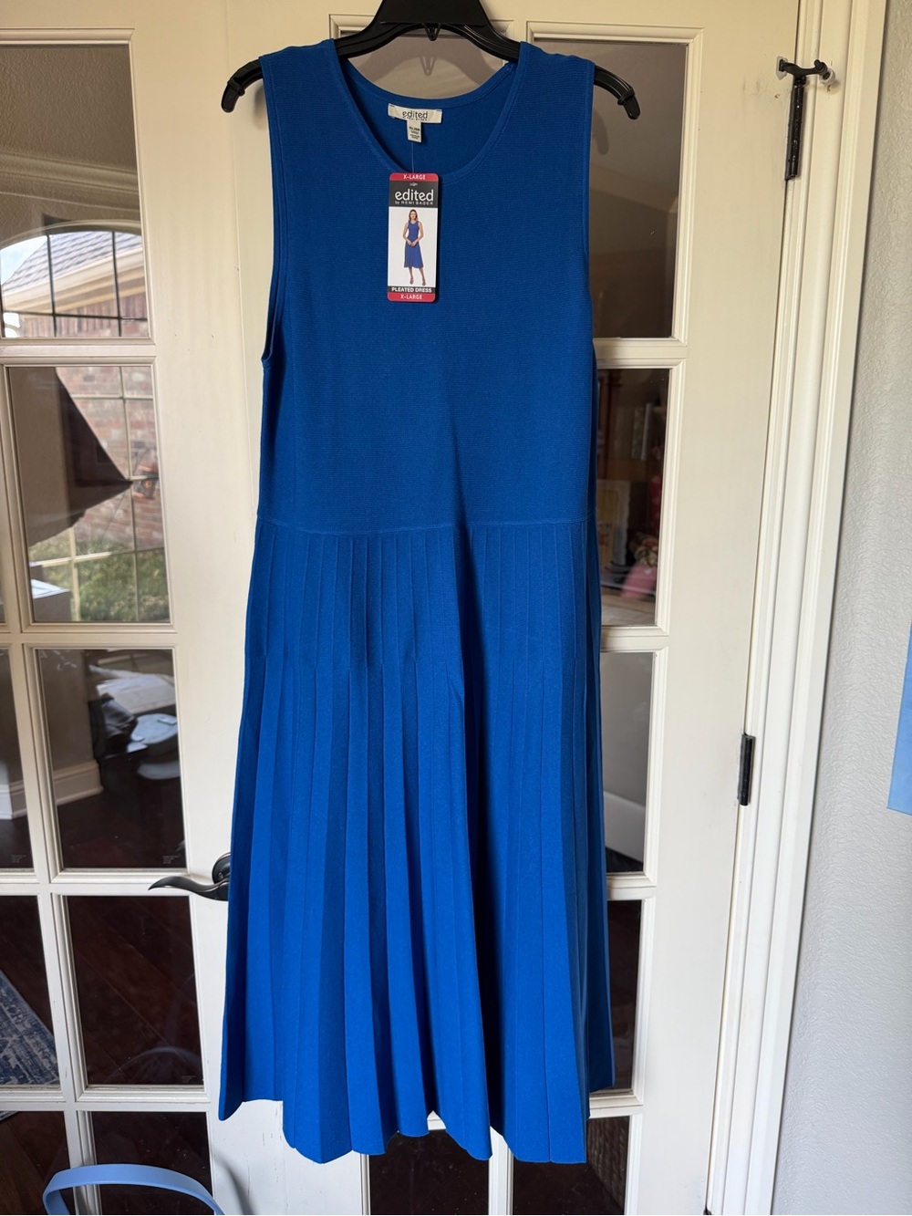 Edited by Remi Bader Pleated Knit Midi Dress Blue XL NWT